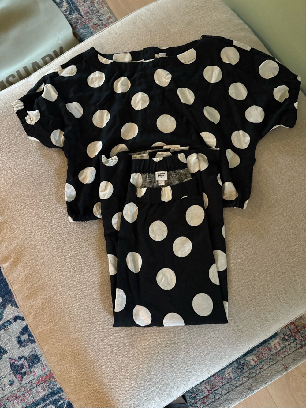 Tabitha Brown Black Dress with White Polka Dots - Picture 3 of 4